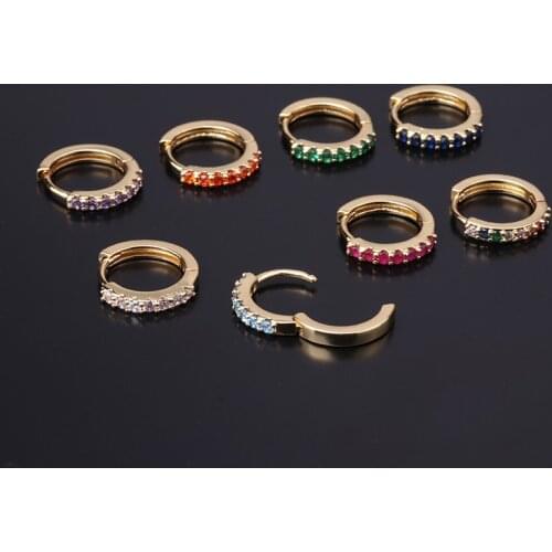 8Kinds 1Pc Stainless Steel Rainbow CZ Gold Circle Clip Stud Earring Fashion Earrings Body Jewelry Piercing Earrings HSPJ323