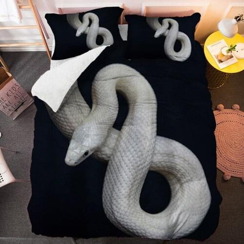 White Snake Bedding Set Animal Comforter Fashion 3D Print Luxury Duvet Cover Sets Home Decor Textile Queen King Single Size