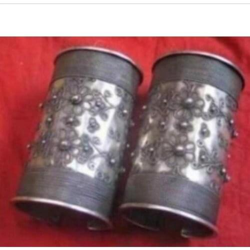 Free Shipping Jewelry Pearl Bracelet 2PC Wholesale Charm Chinese Miao Pure silver plate Bracelet pair Size Can adjust