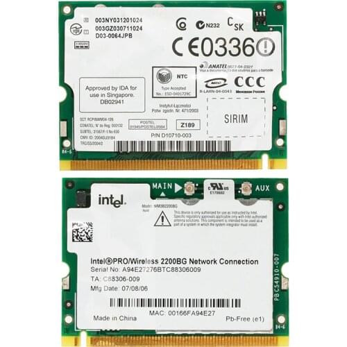 ANENG 54 Mbps Wireless Mini 2200BG 802.11B/G Intel Pro/PCI WIFI Network Card for Toshiba Dell