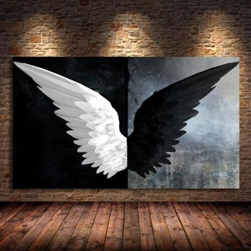 Black And White Angel Wings Canvas Art Posters And Prints Modern Wings Painting On the Wall Art Picture Home Decoration Unframed
