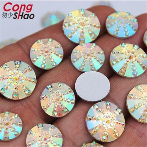 Cong Shao 12/14/16/mm AB Color Round Resin Rhinestone Applique Flatback Stones And Crystals DIY Costume Button Accessories CS83