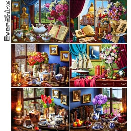 Evershine 5D DIY Diamond Painting Flower 2021 New Diamond Embroidery Landscape Cross Stitch Mosaic Sale Home Decoration