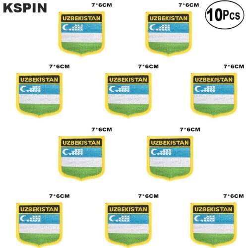 Uzbekistan Flag Embroidery Patches Iron on Saw on Transfer patches Sewing Applications for Clothes in Home&Garden