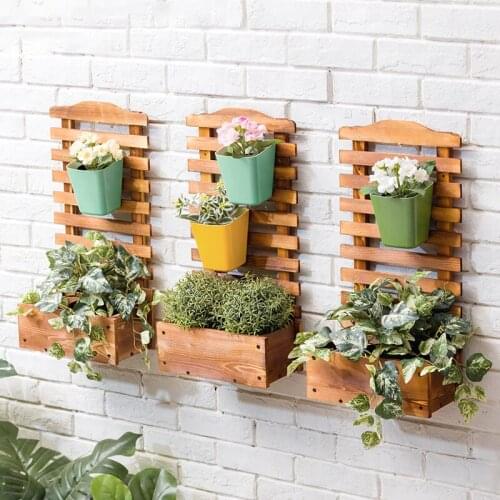 GY Wooden Window Sill Wall Hanging Planter Railing Solid Wood Wall Hanging Long Wall Hanging Plant Flower Rack