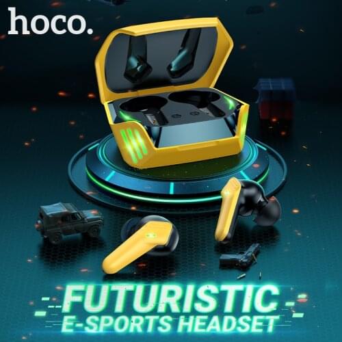Hoco TWS gaming wireless headset with mic BT 5.0 headphones 45ms low latency earphones LED 320mAh charging box e-sport headsets