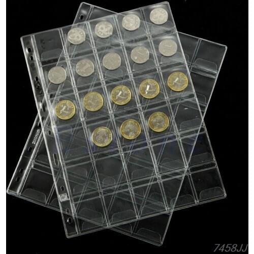 20/30/42 Pockets Classic Coin Holders Sheets for Storage Collection 1 Sheet Album G03 Drop ship