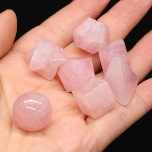 7Pcs Reiki Heal Rose Quartzd Platonic Solids Energy Octahedron Cube Natural Stone Crystal for Women Yoga Meditation