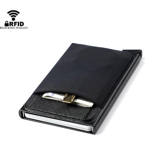 Small Credit Card Holder Men Business Rfid Blocking Cash ID Cardholder Case Bag Budget Planner Organizer front pocket Wallet
