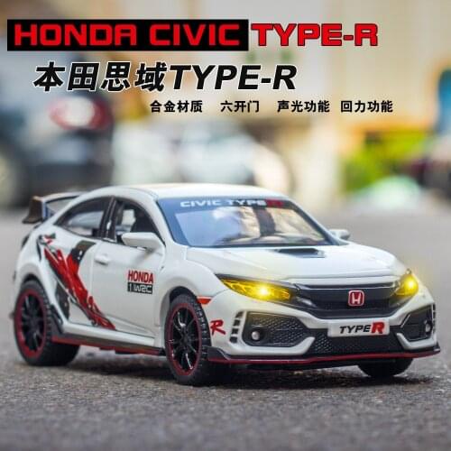 1:32 Civic Type-r Alloy Car Model Six Door Return Force Simulation Car Model Ornaments Childrens Toys Gifts That Boys Like