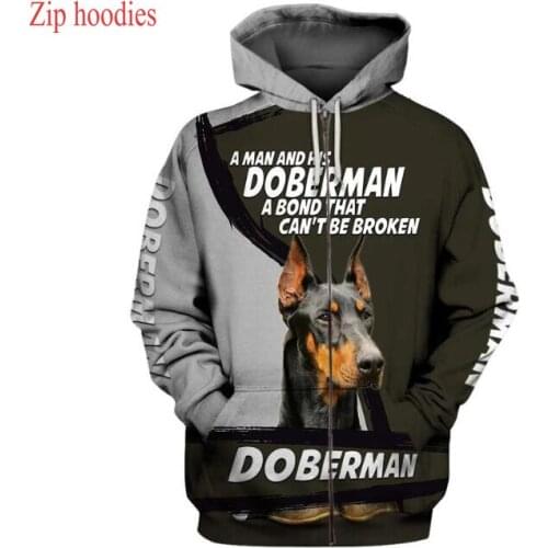 PLstar Cosmos Mens for women funny jacket Dorberman dog hoodies 3D printed Hoodie Casual animal zip hoodies Streetwear tops