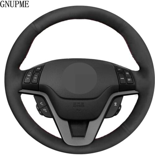 Hand-stitched Black Genuine Leather Suede DIY Car Steering Wheel Cover For Honda CR-V CRV 2007 2008 2009 2010 2011