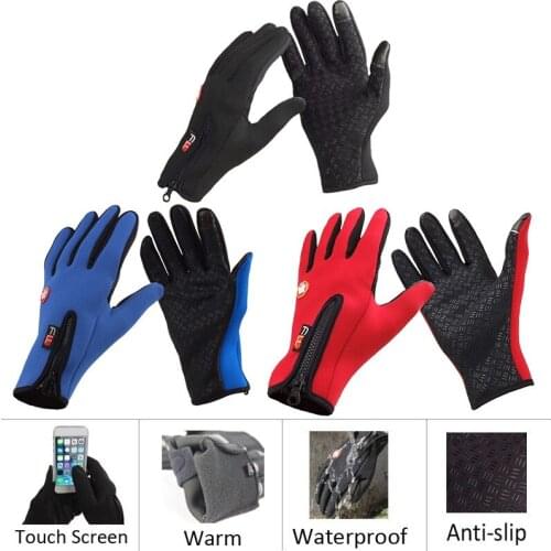 Men Women Winter Warm Fleece Gloves Bicycle Gloves Sport Motorcycle Cycling Bike Full Finger Glove Phone