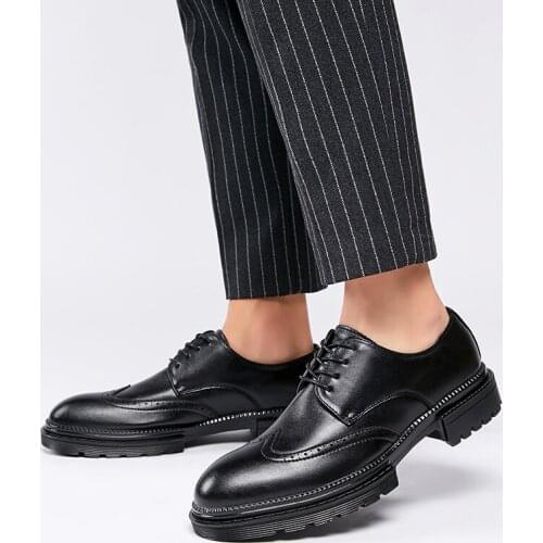 Genuine Leather Mens Dress Shoes outdoor Handmade Office Business Wedding Black Luxury Lace Up Formal Oxfords Men Shoes