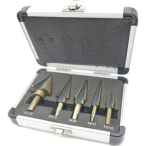 5pcs Step Drill Bit Set Hss Cobalt Multiple Hole 50 Sizes Cobalt Titanium Conical Carbide Drill Perforator Hole Cutter Tool