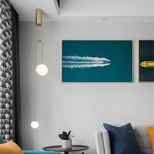 Nordic Creative U Shape Design Bedroom Bedside Pendant Lights Minimalist Geometric Restaurant Bar Glass Ball Light Fixtures