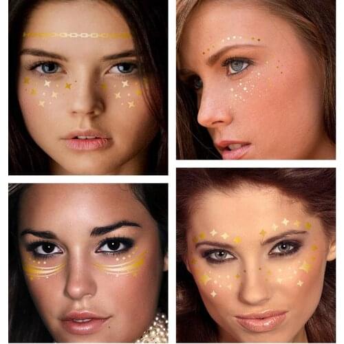 New Gold freakles tatoo Face Temporary Tattoo Waterproof Blocked Freckles Makeup Stickers Eye Decal for Women
