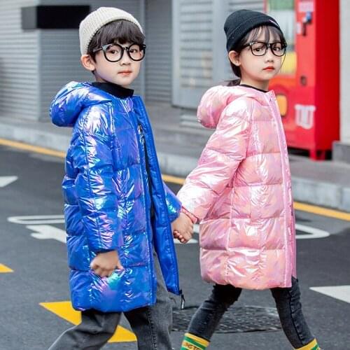2020 New Autumn And Winter Childrens Down Jacket Korean Fashion Clothes Coat Baby Boy Girl Thick Mid-length Hoode Parka Outwear
