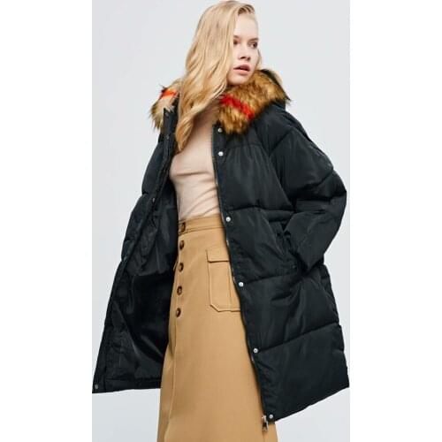 Vintage women fur hooded parkas 2019 winter ladies thick warm parka jackets elegant female puffer coat girls chic outfit clothes