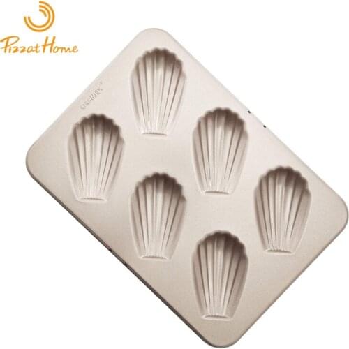 PizzAtHome Heavy Duty Carbon Steel 6 Cups Cake Mold Cake Mould Non-Stick Madeleine Baking Pan Rectangular Biscuit Pan Tray