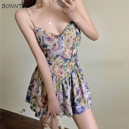 Dress Women Colorful Fashion Pleated V-neck Summer New Sexy Backless Korean Style Holiday High Waist All-match Vestido Feminino