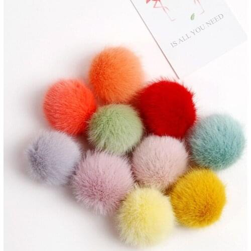 100 pcs Mixed Colors Pom Ball Faux mink fur 3cm Pompon Bead Fluffy Ball Diy Craft Supplies Materials Headband Accessories