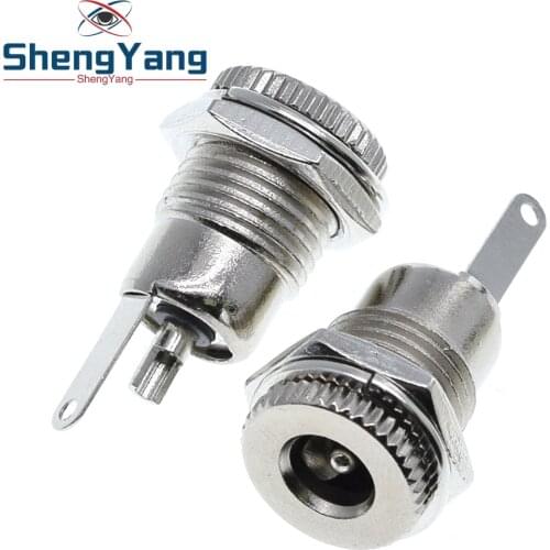 1PCS DC099 5.5 mm x 2.1mm DC Power Jack Socket Female Panel Mount Connector Metal DC-099 Open Hole 11MM 5.5*2.1 5.5*2.5