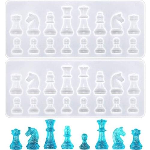 Crystal Epoxy Resin Mold Chess Board Silicone Mould Set DIY Handmade Crafts Jewelry Making Tool