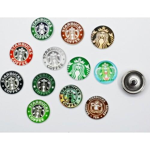 50PCS Mixed 18MM Coffee Glass Snap Button Jewelry Charm Fit For DIY Snap Accessories Jewelry