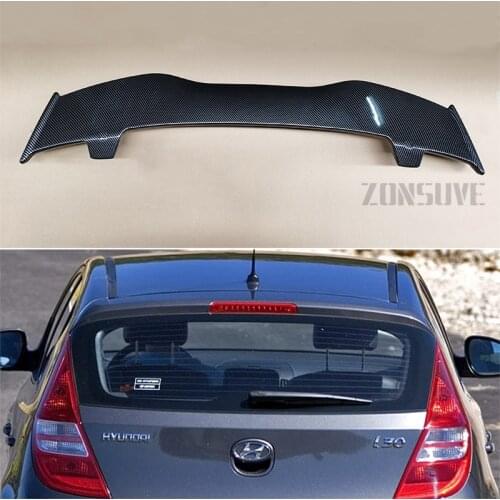 Use For Hyundai I30 2009-2012 Spoiler ABS Plastic Carbon Fiber Look Hatchback Roof Rear Wing Accessories