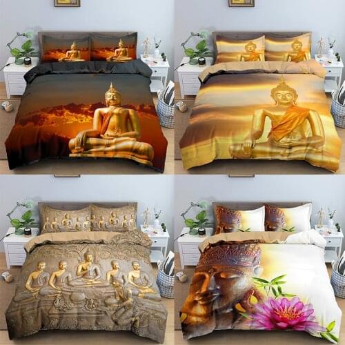 Sitting Buddha Statue Bedding Set Single Double King Queen Duvet Cover With PIllowcase 2/3pcs Bedclothes