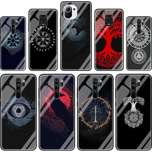 Viking Vegvisir Odin Nordic Glass Phone Case for Xiaomi Redmi Note 9S 8 7 Mi Poco X3 NFC 8T 10 Lite 9T 9 10T Pro CC9E 9C Cover