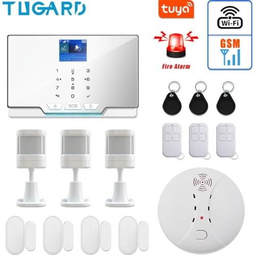 New 433Mhz Wireless WIFI GSM Home Security Alarm System Burglar Fireproof Alarm Kit with Household Fire Wireless Smoke Detector
