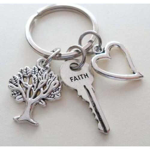 Faith key Tree of Life keychain love heart keychain religion christian faith keychain housewarming gift Souvenirs Keychain
