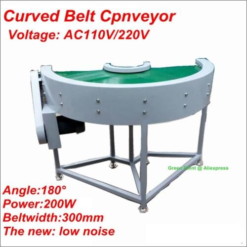 High Quality 200W AC110V/220V Turning Corner Belt Conveyor 300mm 180 Degrees Low Noise Curved Celt Conveyor
