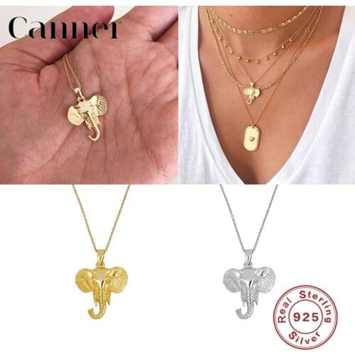Canner 925 Sterling Silver Choker Necklace Elephant Cartoon Solid Clavicle Necklace For Women Fine Jewelry naszyjnik collares W5