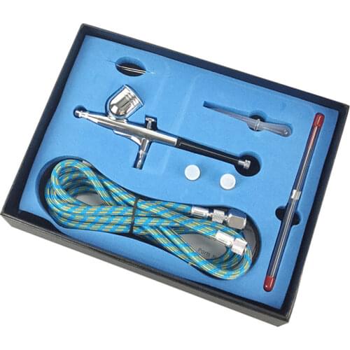 0.2+0.3+0.5mm 7cc Pro Dual Action 3-in-1 Airbrush Air Compressor Kit Spray Gun for Nail Art/ Tattoos Body Spray/ Cake Making