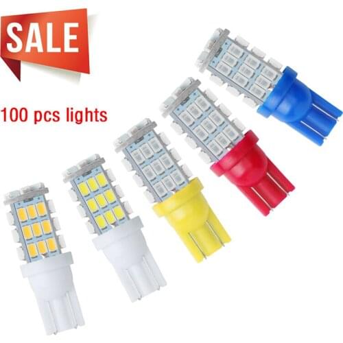 100x T10 W5W Car LED Lights 194 Auto Interior Dome Lamps Motorcycle Boat Bulbs Instrument Light Warm White Red 3000k-8000k Diode