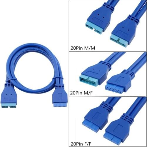 2PCS USB 3.0 20pin Motherboard Mainboard 20 pin Female to Female F/F M/F M/M Header Adapter Extension Cable Panel extension line