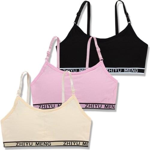3pcs/Lot Girl Bra Underwear Kids Cotton Children Solid Color Teenage Sport Wireless Puberty 8 to 14 years
