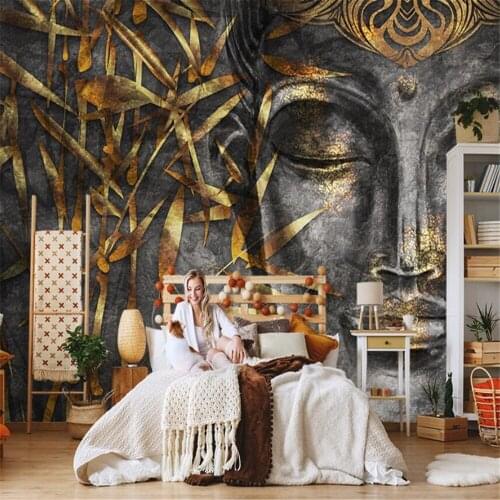Milofi custom 3D wallpaper mural retro abstract buddha art light luxury living room bedroom background wall decoration painting