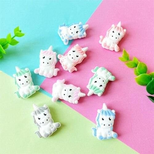 50/100pcs Silicone Unicorn Teether Beads Cute Cartoon Rodent BPA Free Baby Teething Necklace DIY Jewelry Toy