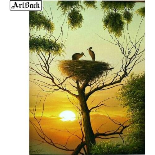 5d diy diamond painting tree birds nest view full square / round drill diamond embroidery girl 3D crystal mosaic sticker