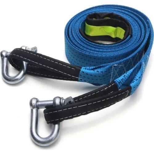 Car Winch Rope Auto Tow Strap Nylon 5M 8Tons Towing Cable Strap Belt Heavy Duty Off Road Accessories Recovery Kit Metal Hooks