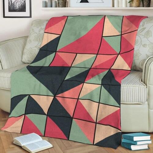 Abstract Geometric Pattern 3D Printed Velvet Plush Throw Fleece Blanket Bedspread Sherpa Blanket Home Decora