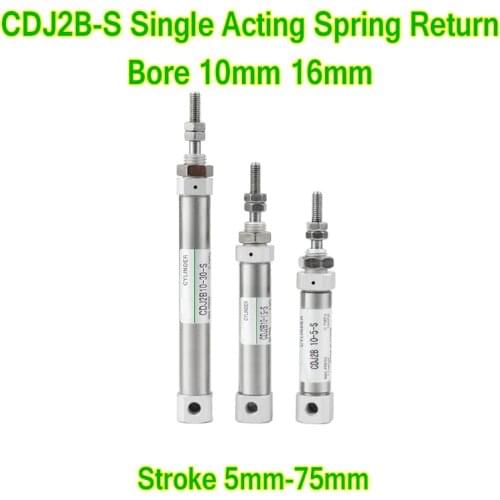 CDJ2B 10mm 16mm Bore Single Acting Spring Return Single Rod Small Air Cylinder CDJ2B10-5-S CJ2B 10-20S-30S-40S-50S CDJ2B16-5-S