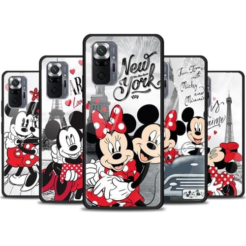 Mickey Minnie in London for Xiaomi Redmi Note 10 Pro Max 10S 9T 9S 9 8T 8 7 Pro 5G Luxury Tempered Glass Phone Case Cover