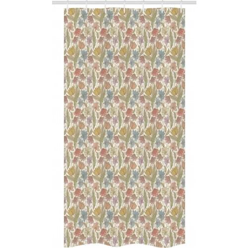Colorful Retro Floral Shower Curtain Set Garden Bloomof Spring Waterproof Fabric Narrow Bath Curtain Bathroom Decor with Hooks