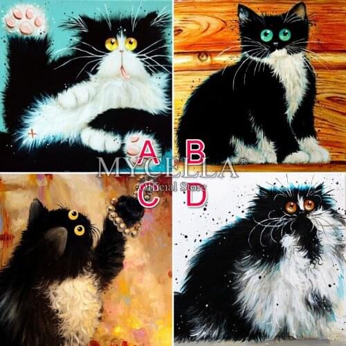 Colorful Cat DIY Diamond Painting Cross Stitch Full Round Diamond Embroidery Home Decoration Drill Animals Series Mosaic Crafts