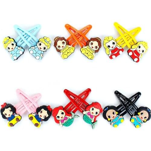 Disney Hair Pin Childrens Hairpin Girl Clip Baby Hair Clip Princess Snow White Ariel Jasmine Hair Accessories Hairclips Bows